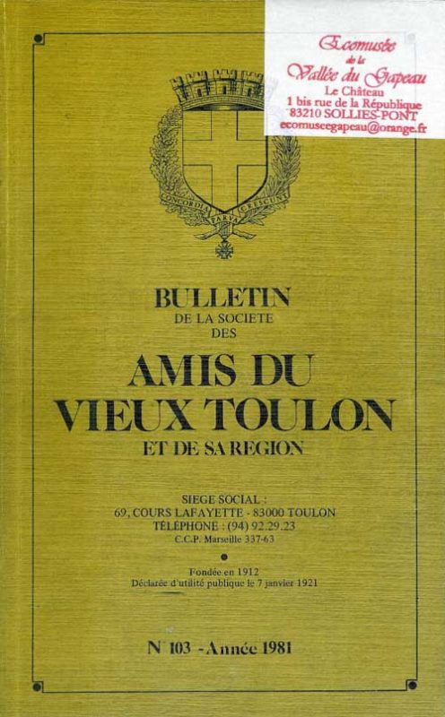 Bulletin de la société des amis du vieux Toulon et de sa région, n° 103