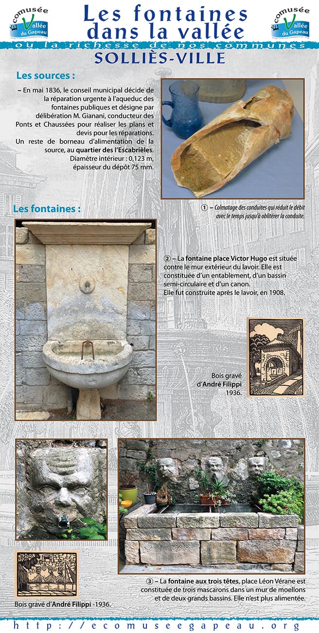 Les fontaines dans la vallée, à Solliès-Ville, 1