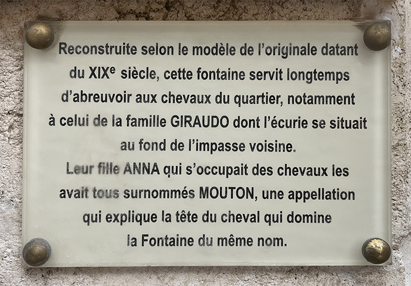 Fontaine Mouton plaque Fontaine Mouton plaque